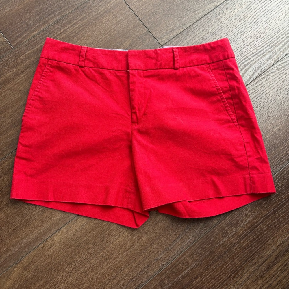 Banana Republic Womens Hampton Fit Shorts Cherry Red 6 Chinos Cotton Blend Bold